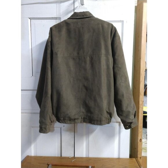 Aberdeen Collection Mens Suede Bomber Jacket Size L Zipper Pockets Brown - Picture 3 of 15